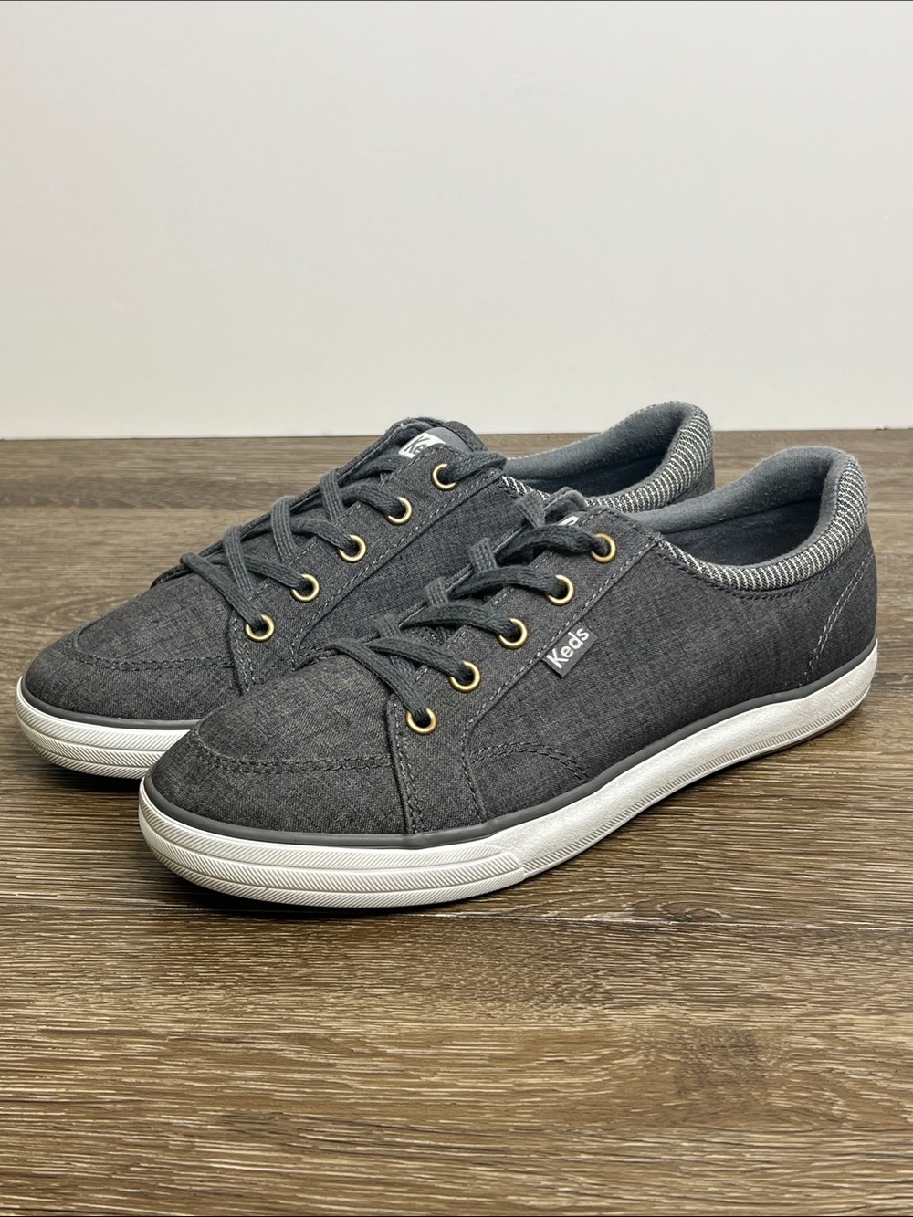 Keds Champion Gray Chambray Canvas Sneakers Women’s Size 6.5